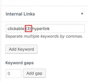 using the keyword editor for link